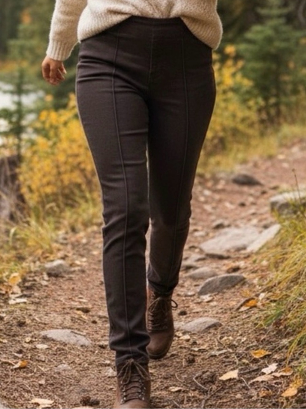 Prairie Underground Dark Brown Pintuck Cigarette Slim Pant Side Zip Medium